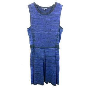 WGB by Walter Baker Taylor Space Dye Stretch Knit Dress Blue Black Size Large